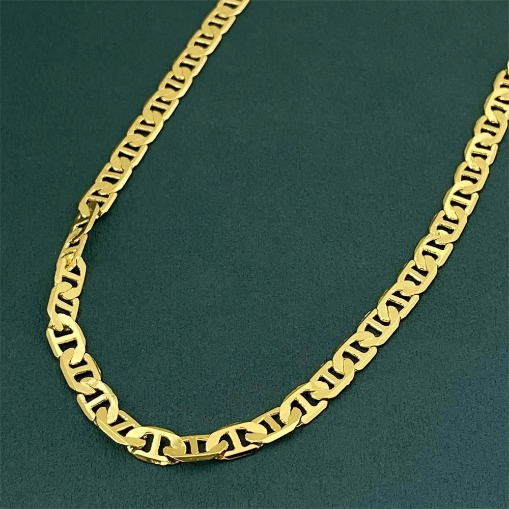 Andara 925 Sterling Silver Gold Plated 6mm Figaro Necklace | Unisex Engagement Gift
