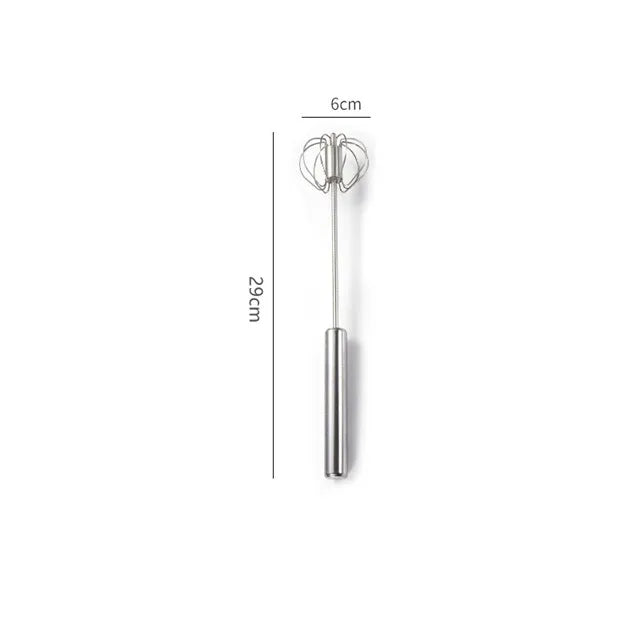 Household Semi-Automatic Rotating Egg Beater | Stainless Steel Manual Whisk