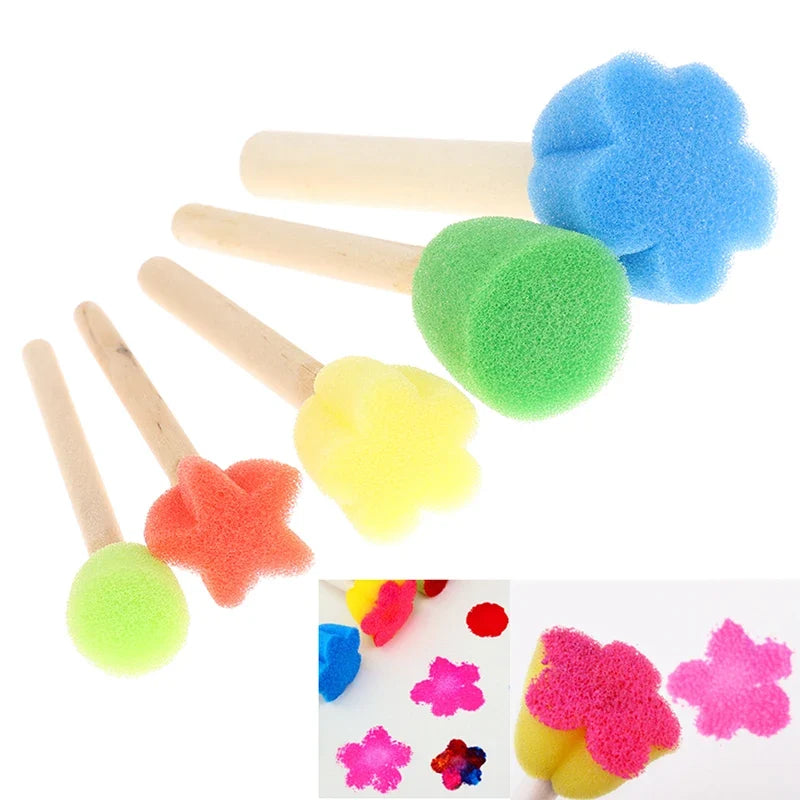 Kids Toddler Sponge Stamp Brush Set | Flower Drawing Toys for Children Paint Art