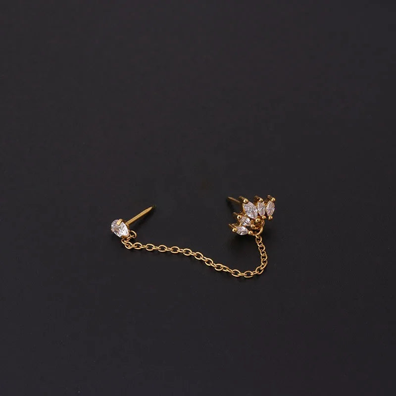 3PCS Stainless Steel Crown Chain Tassel Earring Set | Drop Flower Stud for Women