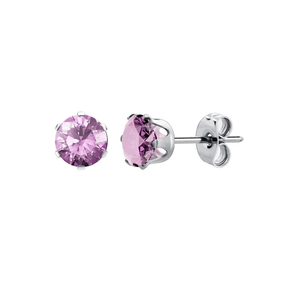 Stainless Steel Cubic Zirconia Stud Earrings Set | 12 Color Hypoallergenic Earrings for Sensitive Skin