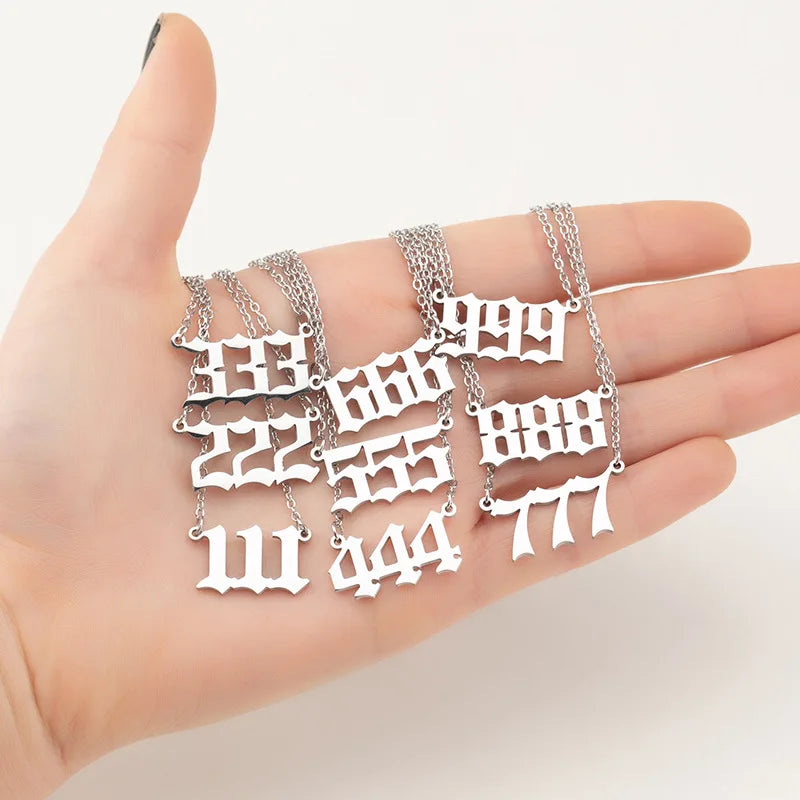 Angel Number Stainless Steel Pendant Necklace | Lucky Numbers Jewelry