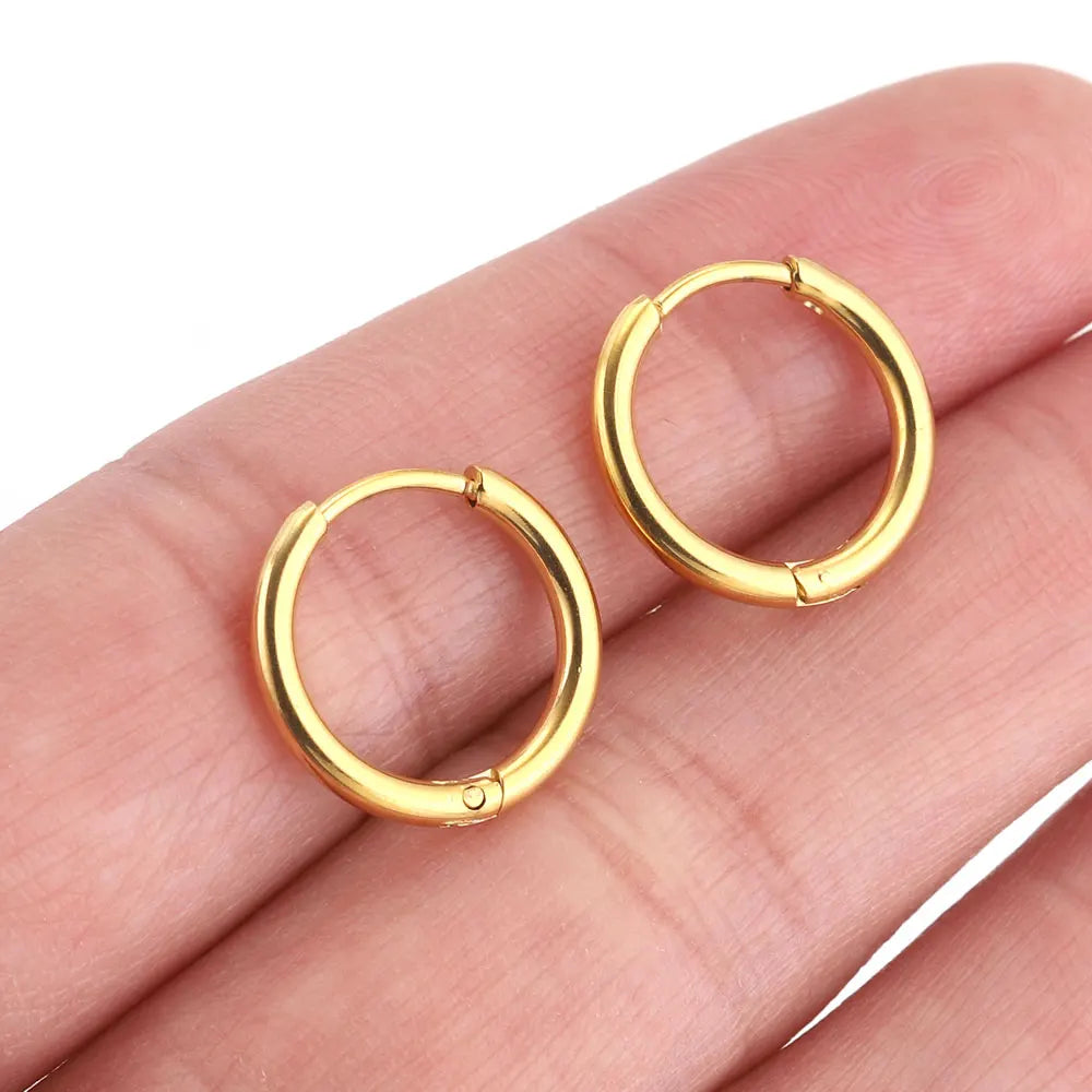 6pcs Stainless Steel Hoop Earrings Set | Hypoallergenic Korean Style Earrings for Women