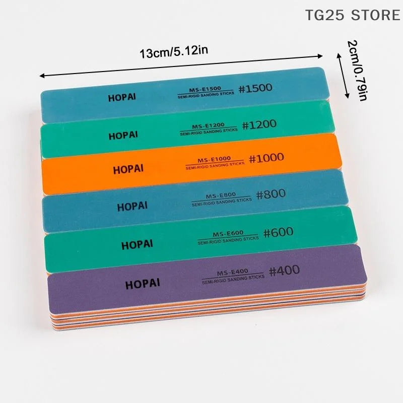 6pcs DIY Model Sanding Sticks Set | Semi-Rigid Polishing Rods for Plastic Models