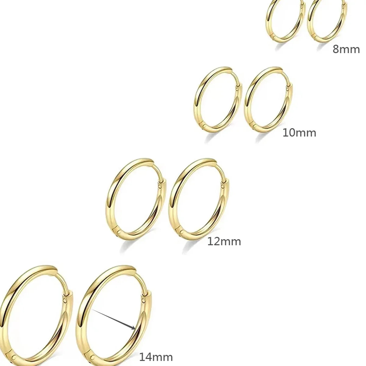 4 Pairs Stainless Steel Tiny Hoop Earrings | Simple Silver and Gold Circle Earrings