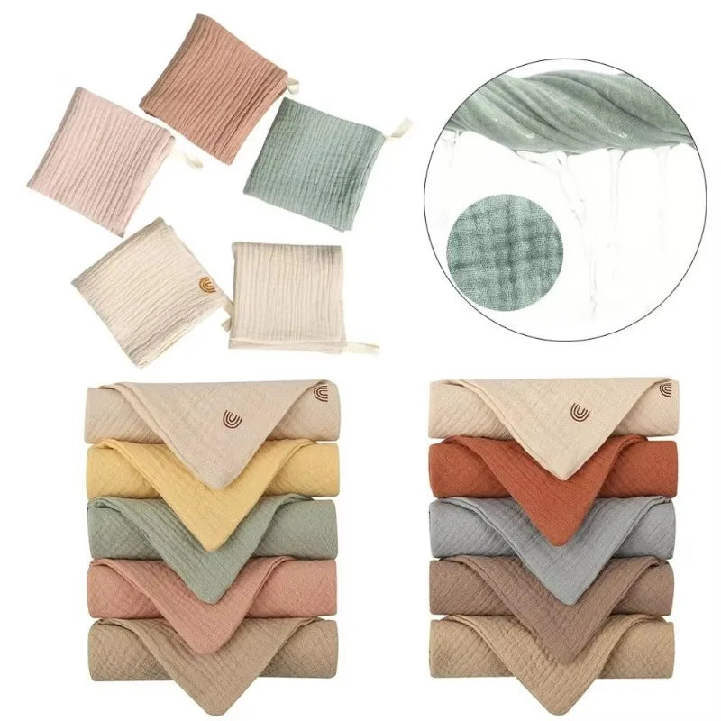 Soft Cotton Gauze Baby Towel Set | Newborn Muslin Handkerchief for Bath and Face