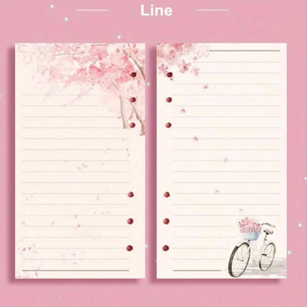 80 Sheets A6 Loose Leaf Paper Refill | Kawaii Cat Sakura Design for Planner Binder