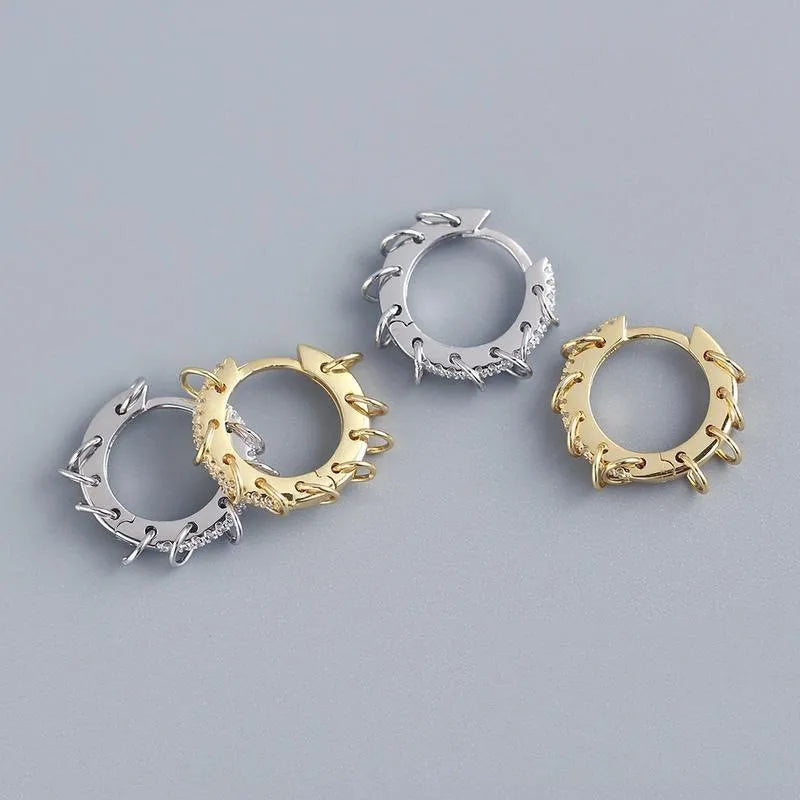 ANENJERY CZ Zircon Circle Hoop Earrings | Punk Trendy Fashion Jewelry