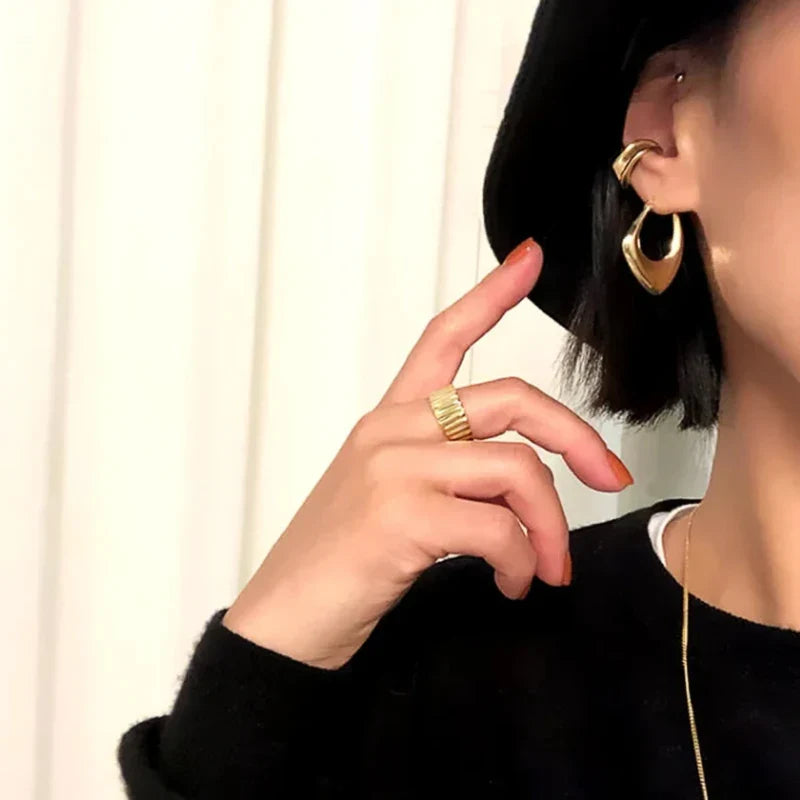 Geometric Metal Hoop Earrings for Women | Trendy Fashion Jewelry Set