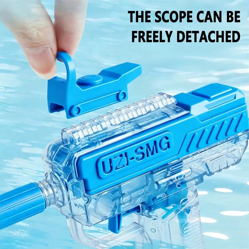 UZI Water Gun Transparent Manual Squirt Gun Mini Water Blaster Summer Outdoor Pool Beach Party Toy for Kids Adults Birthday Gift