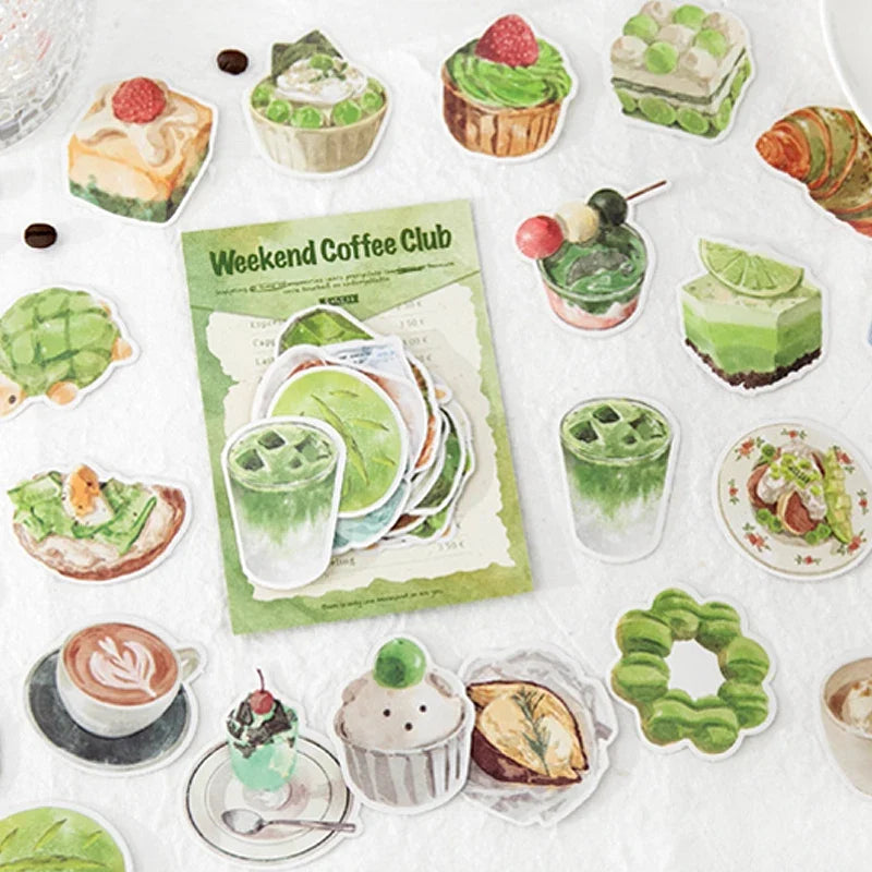 Mr.Paper Sweet Collection Washi Stickers | 50 Watercolor Food & Coffee Stickers for Journaling