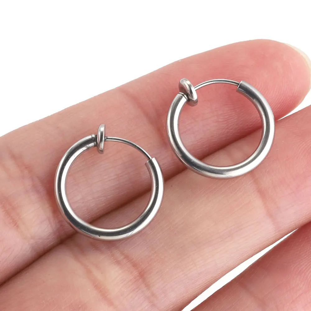 6pcs Stainless Steel Hoop Earrings Set | Hypoallergenic Korean Style Earrings for Women