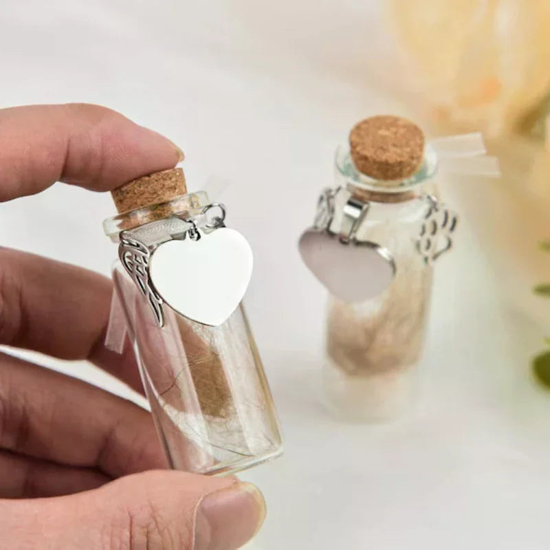 Pet Memorial Bottle for Pet Hair | Dog Cat Fur Keepsake with 3 Silver Accessories