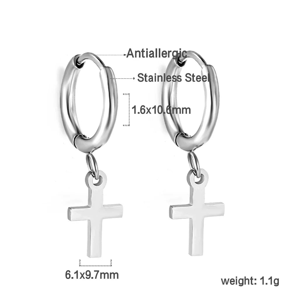 LUXUSTEEL Stainless Steel Cross Hoop Earrings | Colorful Fashion Jewelry for Women