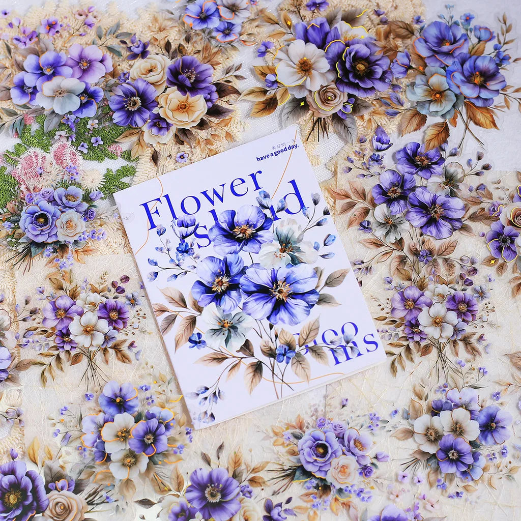 20 PET Flower Stickers for Scrapbooking | Transparent Adhesive Decorative Set