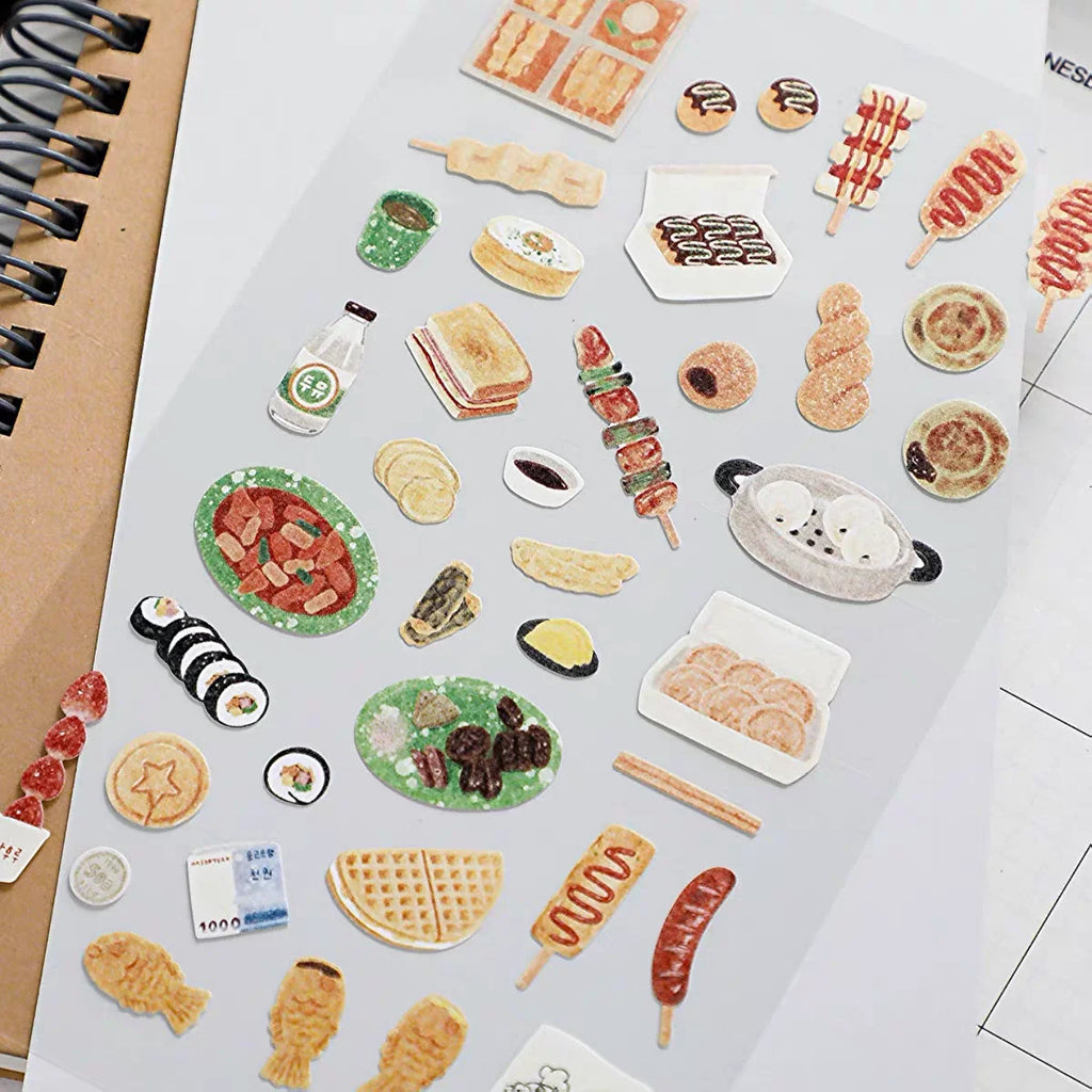 Korean Food Sticker Pack for Scrapbooking | Suatelier Street Food Art Stickers