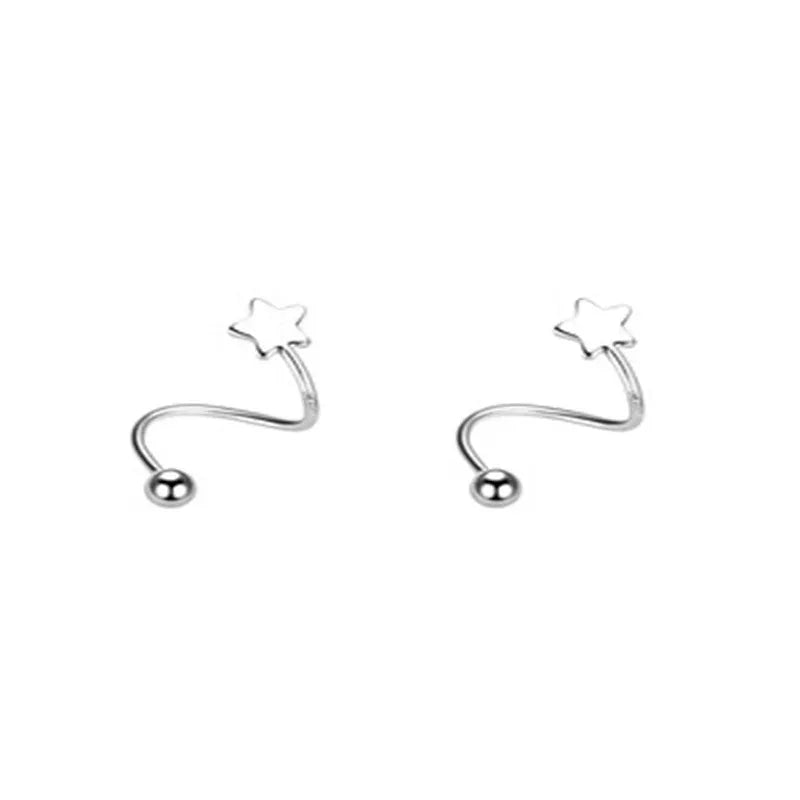 2pcs Stainless Steel Spiral Twisted Stud Earrings | Heart and Star Cartilage Jewelry Set