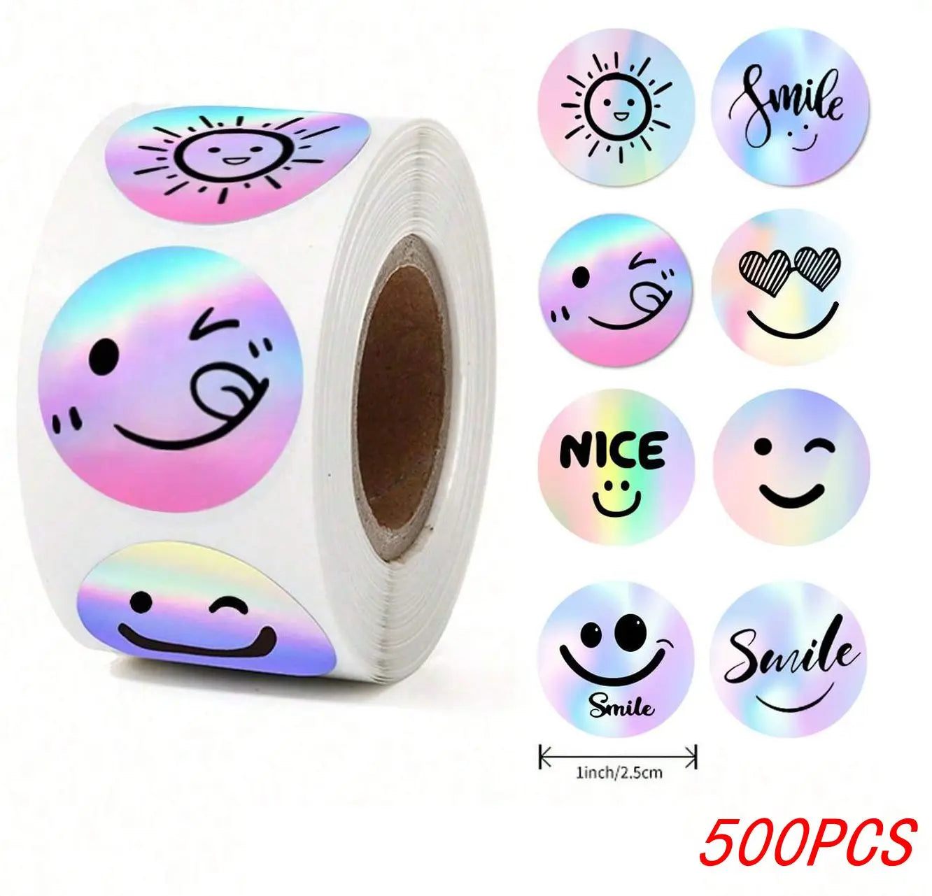 Rainbow Laser Thank You Stickers for Small Business Orders | 1 Inch Round Envelope Sealing Labels