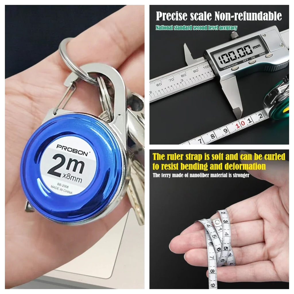 2M Keychain Tape Measure | Portable Mini Measuring Ruler for DIY and Home Use