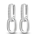 925 Sterling Silver Hoop Earrings with Zircon | Classic U-Shaped Women Jewelry