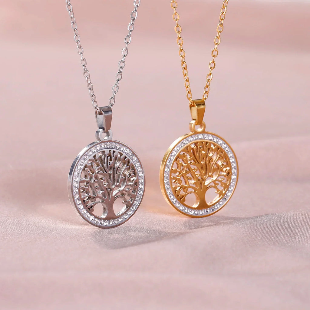 Skyrim Tree of Life Necklace | Stainless Steel Gold Pendant with Zircon