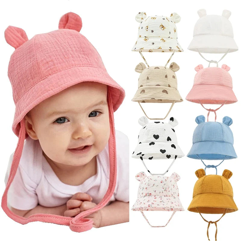 Muslin Baby Sun Hat for Newborn | Cotton Bucket Hat for Infant Summer