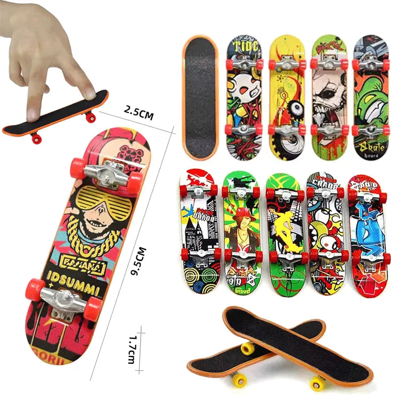 Mini Finger Skateboard Professional Alloy Stand Fingerboard Toy | Cool Graffiti Finger Skate Board Novelty Toys for Kids & Adult