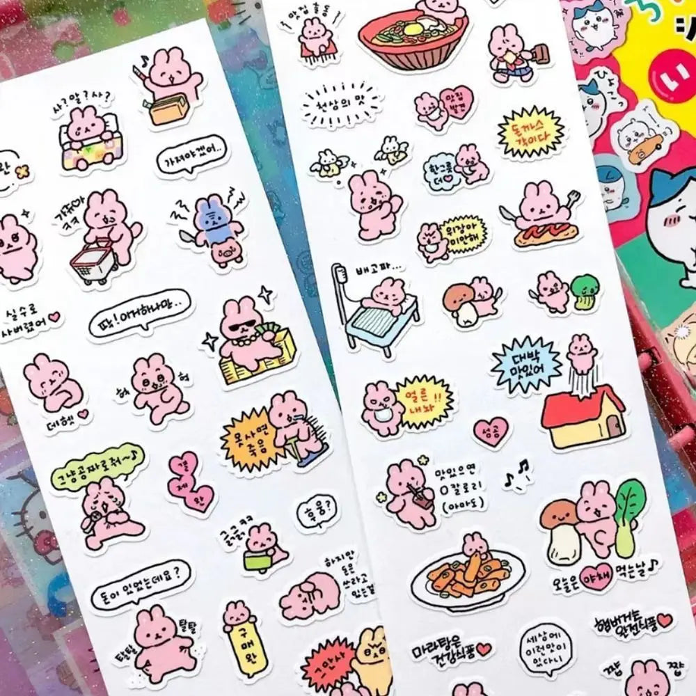 Hand Drawn Graffiti Rabbit Stickers | Cute Bunny Decals for Journaling