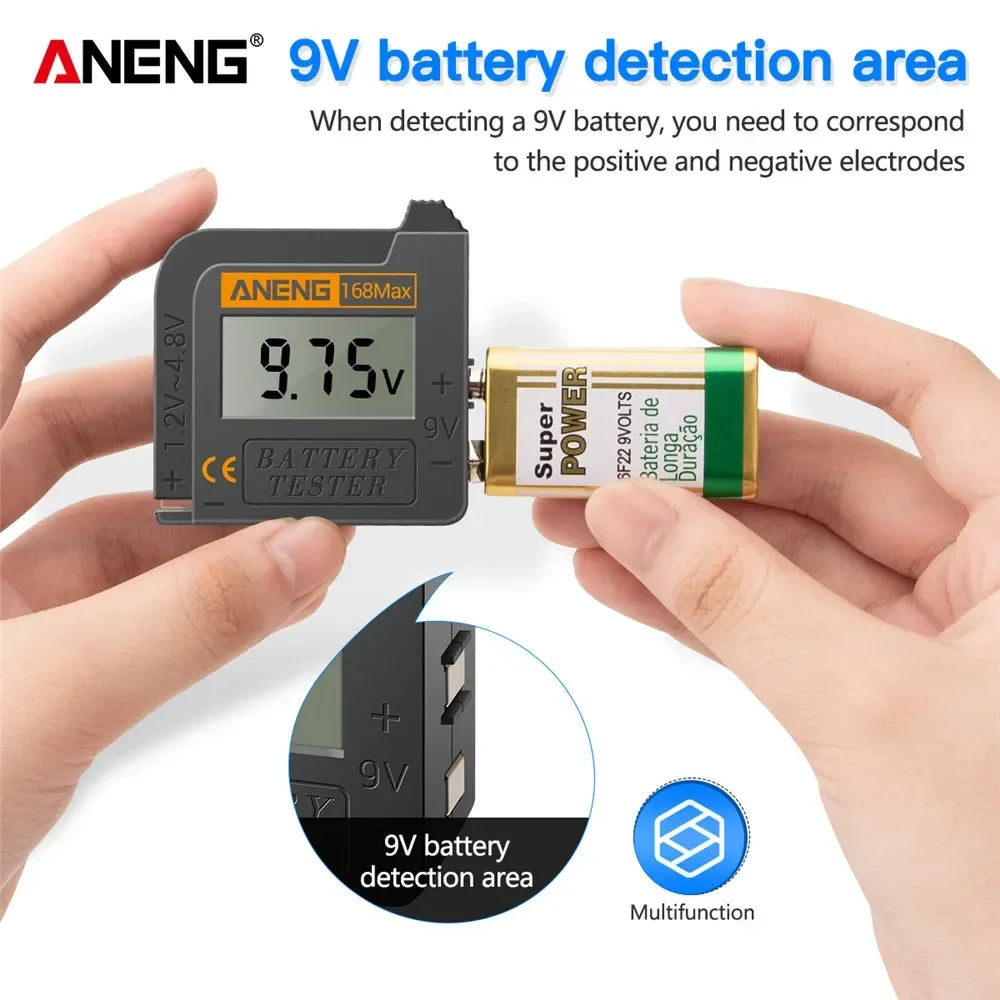 ANENG 168Max Digital Lithium Battery Tester | Universal Capacity Checker for AAA AA Button Cells