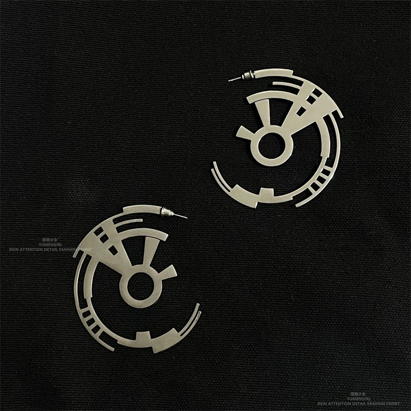ZHUHE Gear Ear Loops | Cyberpunk Hoop Earrings for Unisex