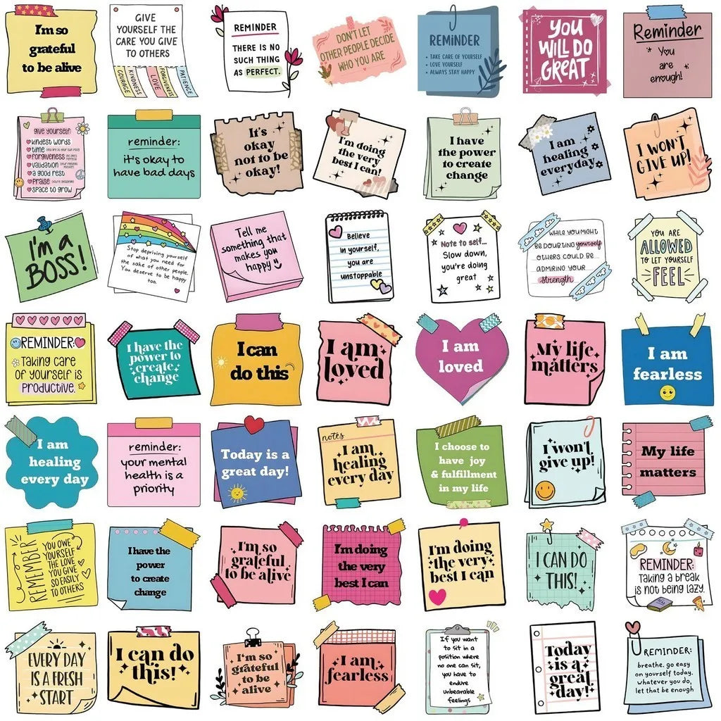 Self Affirming and Motivating Waterproof Graffiti Stickers | 50 Pack for Helmet and Bicycle