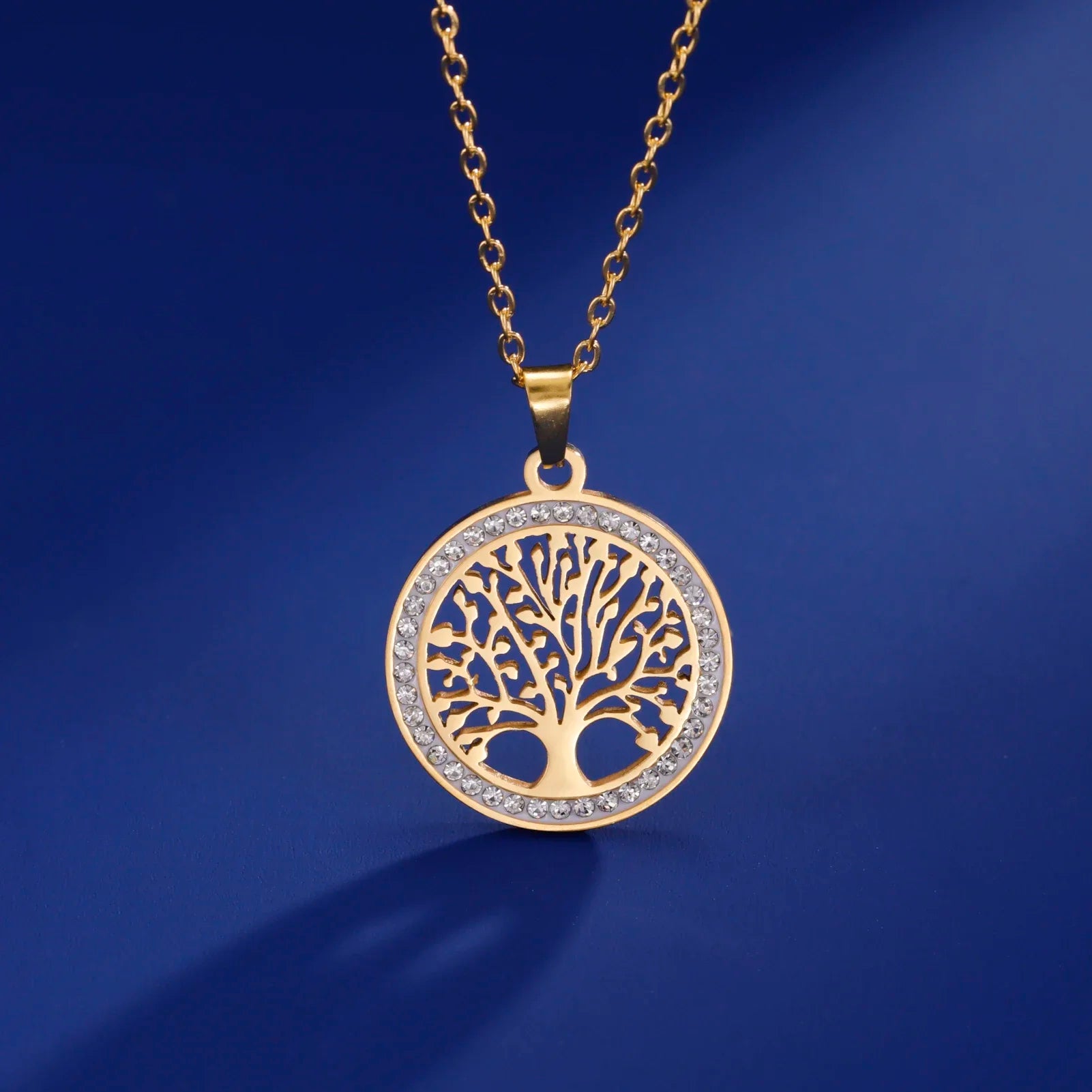 Skyrim Tree of Life Necklace | Stainless Steel Gold Pendant with Zircon