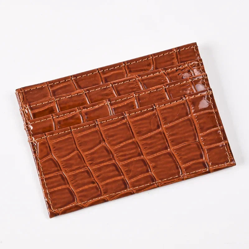 Credit Card Holder for Women Men | Slim Wallet with Crocodile Pattern