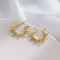 Gold Sun Stud Earrings | Punk Exaggerated Hip Hop Jewelry for Women