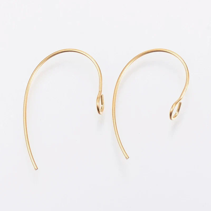 10pc IP 304 Stainless Steel Earring Hooks with Vertical Loop | Golden Stud Earring Findings