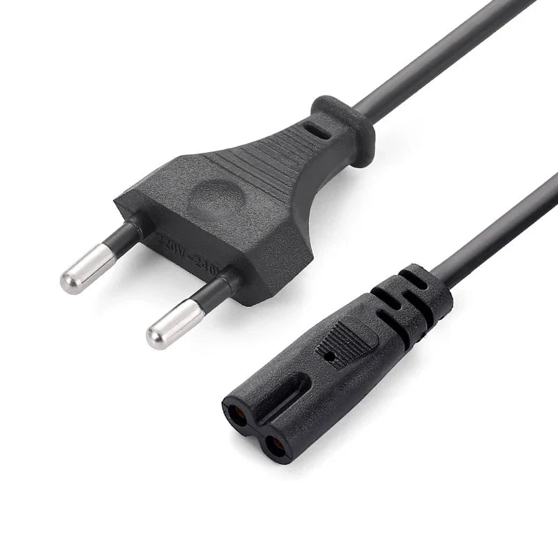 Black EU Power Plug Cable 1.5m 2-Pin IEC320 C7 Power Cord | Replacement Charger Cable for Dell, Canon, PS4, XBOX