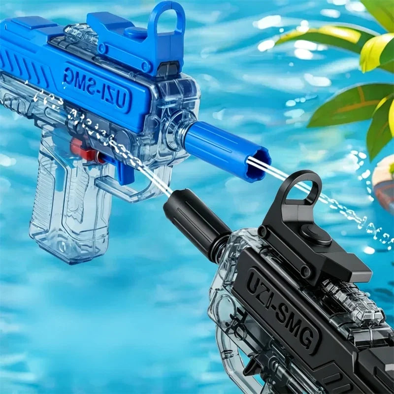 UZI Water Gun Transparent Manual Squirt Gun Mini Water Blaster Summer Outdoor Pool Beach Party Toy for Kids Adults Birthday Gift
