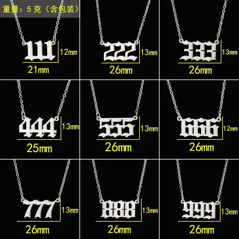 Angel Number Stainless Steel Pendant Necklace | Lucky Numbers Jewelry