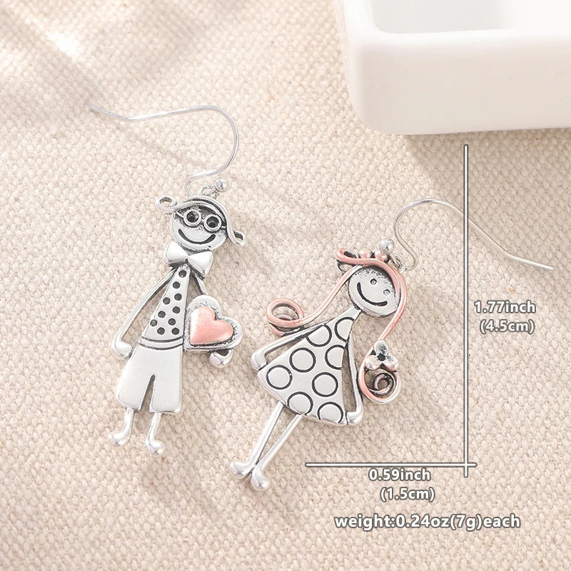 Vintage Cartoon Drop Earrings | Silver Plated Fashion Jewelry for Women
