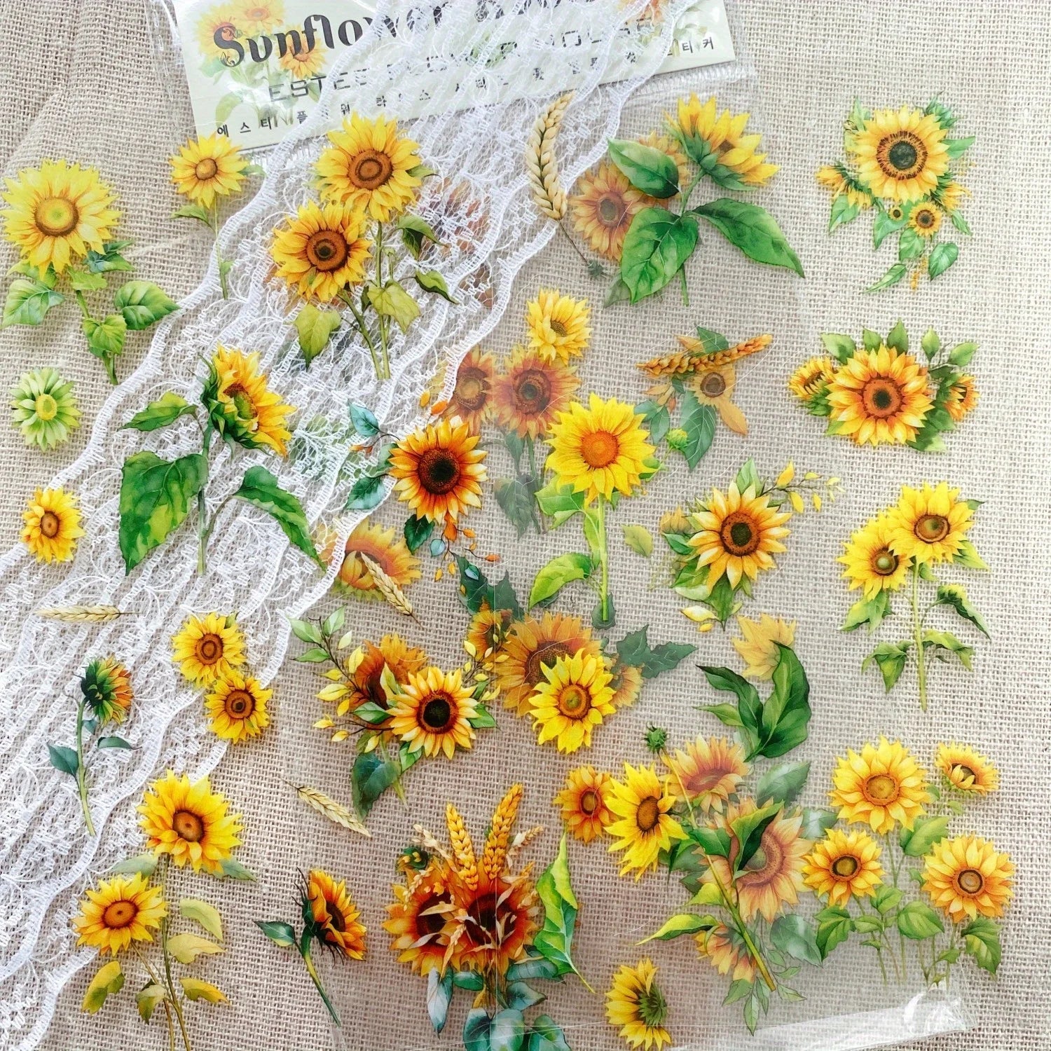 Transparent Flower Stickers Set | 6 Sheets PET Stickers for Scrapbook and Junk Journal