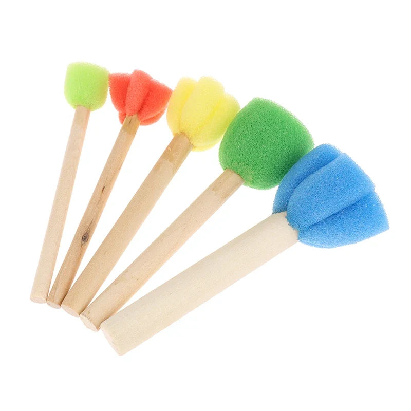 Kids Toddler Sponge Stamp Brush Set | Flower Drawing Toys for Children Paint Art