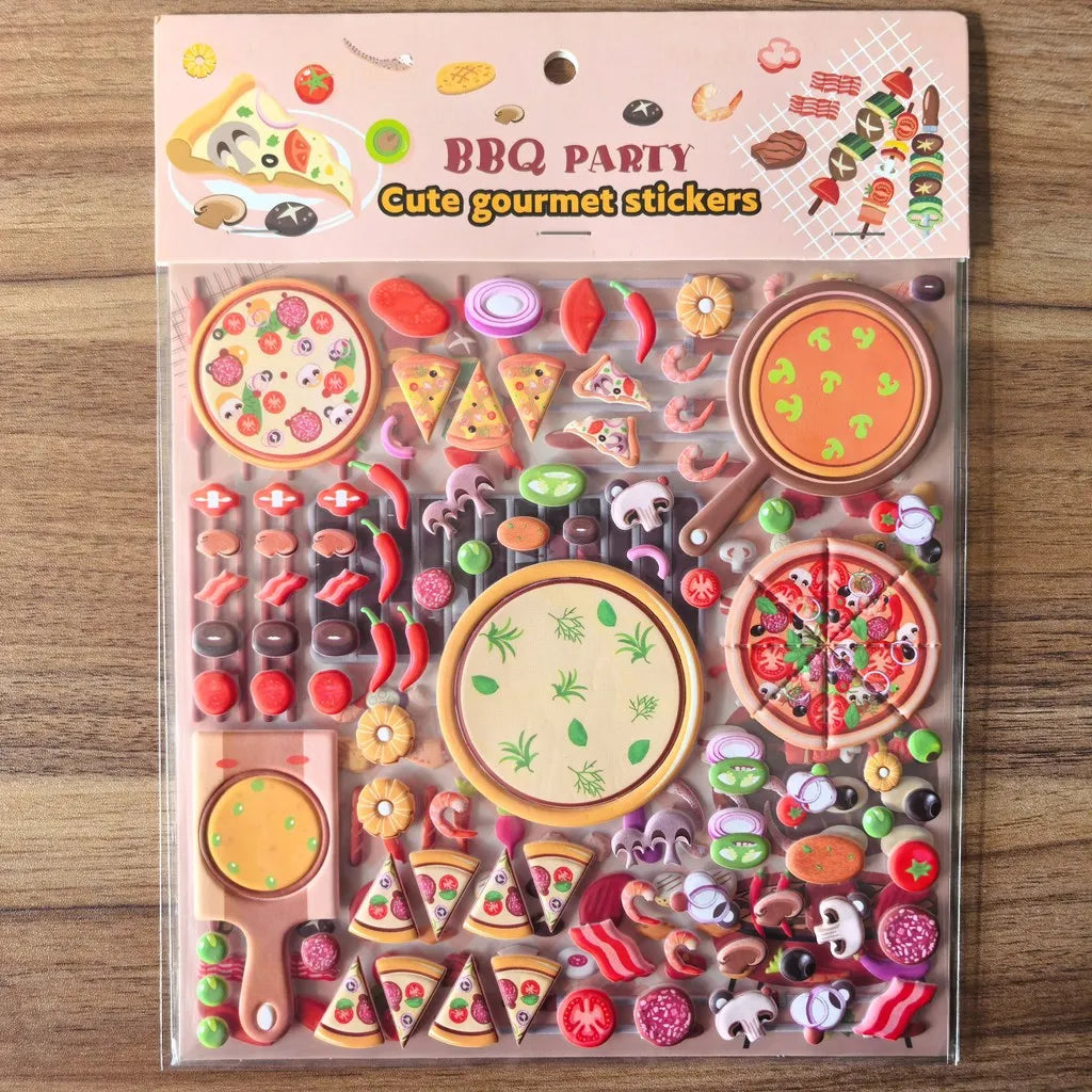9 Styles Cute Double Layer 3D Foam Stickers | Alphabet Cars Food Cartoon for Notebook Journal Phone Case Decoration