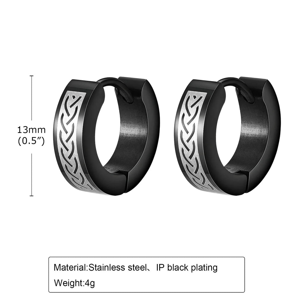 Mens Celtic Knot Hoop Earrings | Hypoallergenic Stainless Steel Huggie Earrings