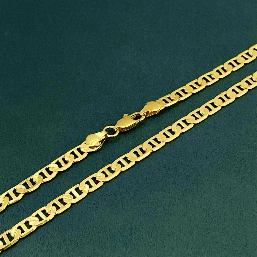Andara 925 Sterling Silver Gold Plated 6mm Figaro Necklace | Unisex Engagement Gift