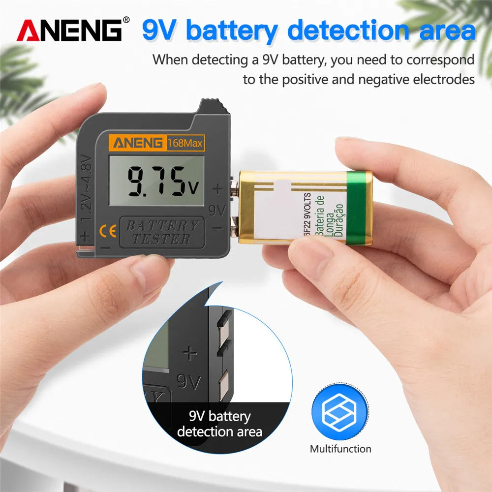 ANENG 168Max Digital Battery Tester | Universal Battery Checker for AA AAA C D 9V and Button Cells