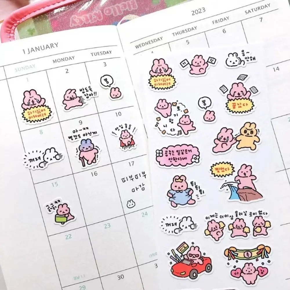 Hand Drawn Graffiti Rabbit Stickers | Cute Bunny Decals for Journaling
