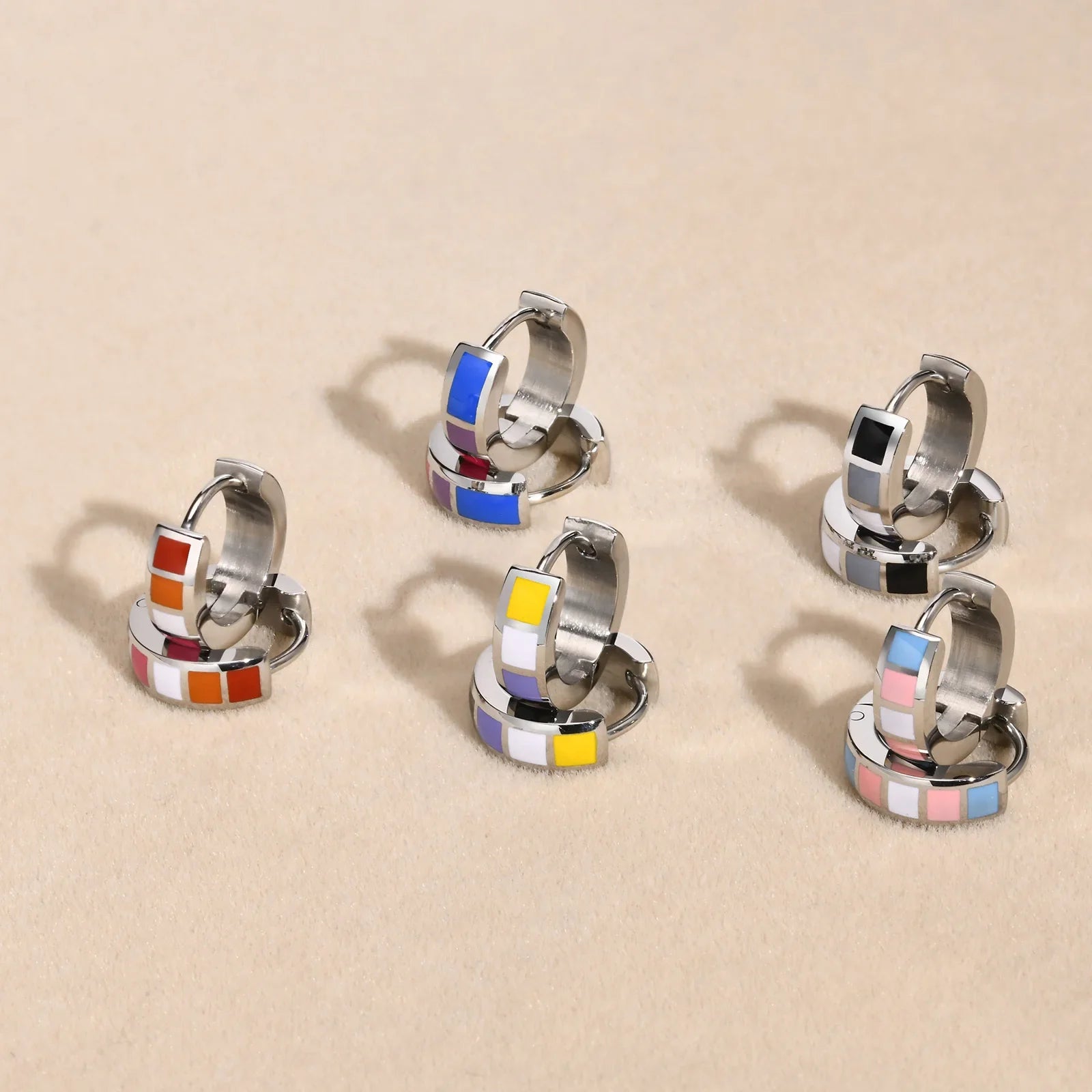 LGBT Rainbow Huggie Hoop Earrings | Pride Flag Stainless Steel Jewelry