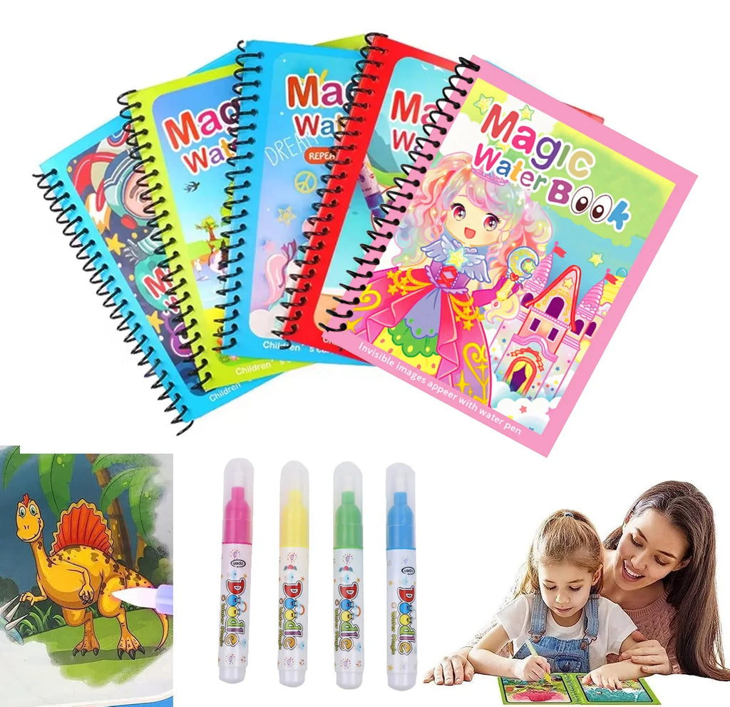 Cartoon Watercolor Painting Magic Book | Mess-Free Reusable Water Drawing Pad for Kids