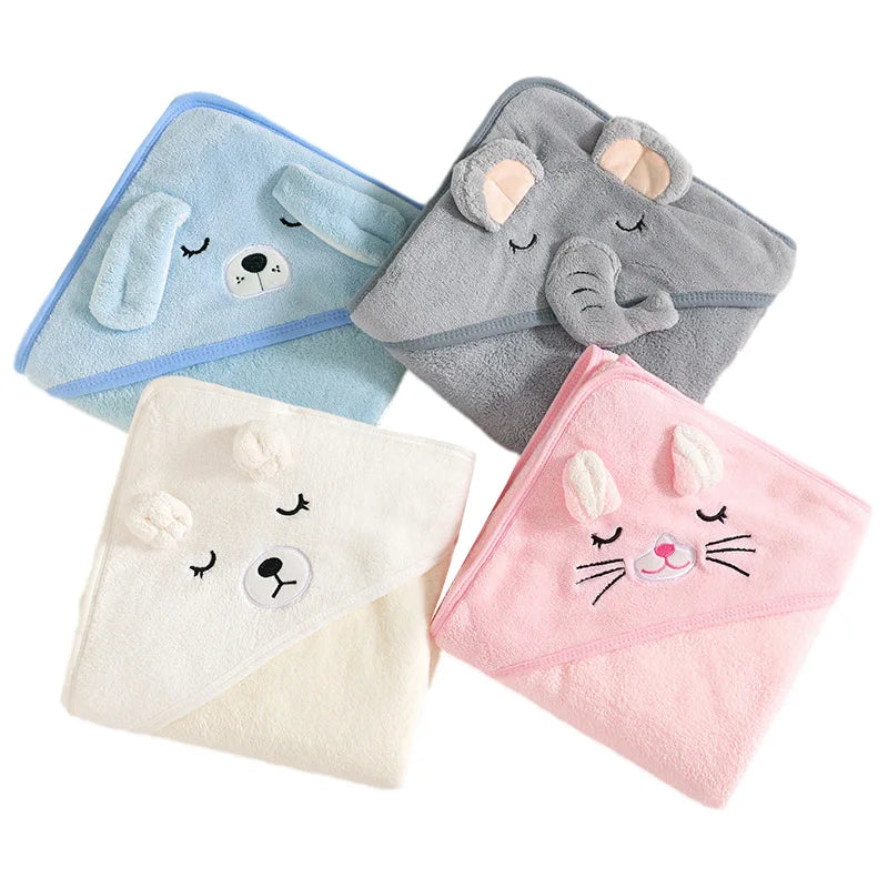 Cartoon Animal Baby Bath Towel | Soft Hooded Toddler Bathrobe for Boys Girls