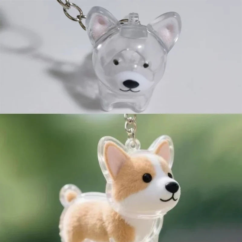 Clear Puppy Hair Memorial Keepsake Capsule | Pet Fur Display Keychain